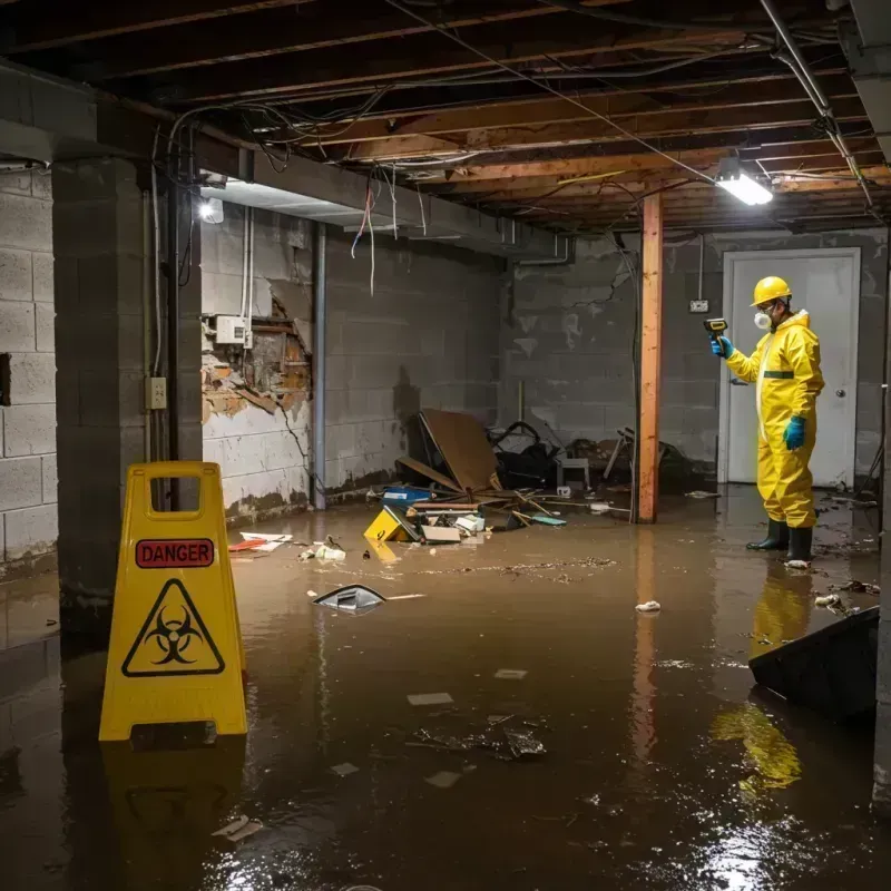 Flooded Basement Electrical Hazard in Slater, MO Property